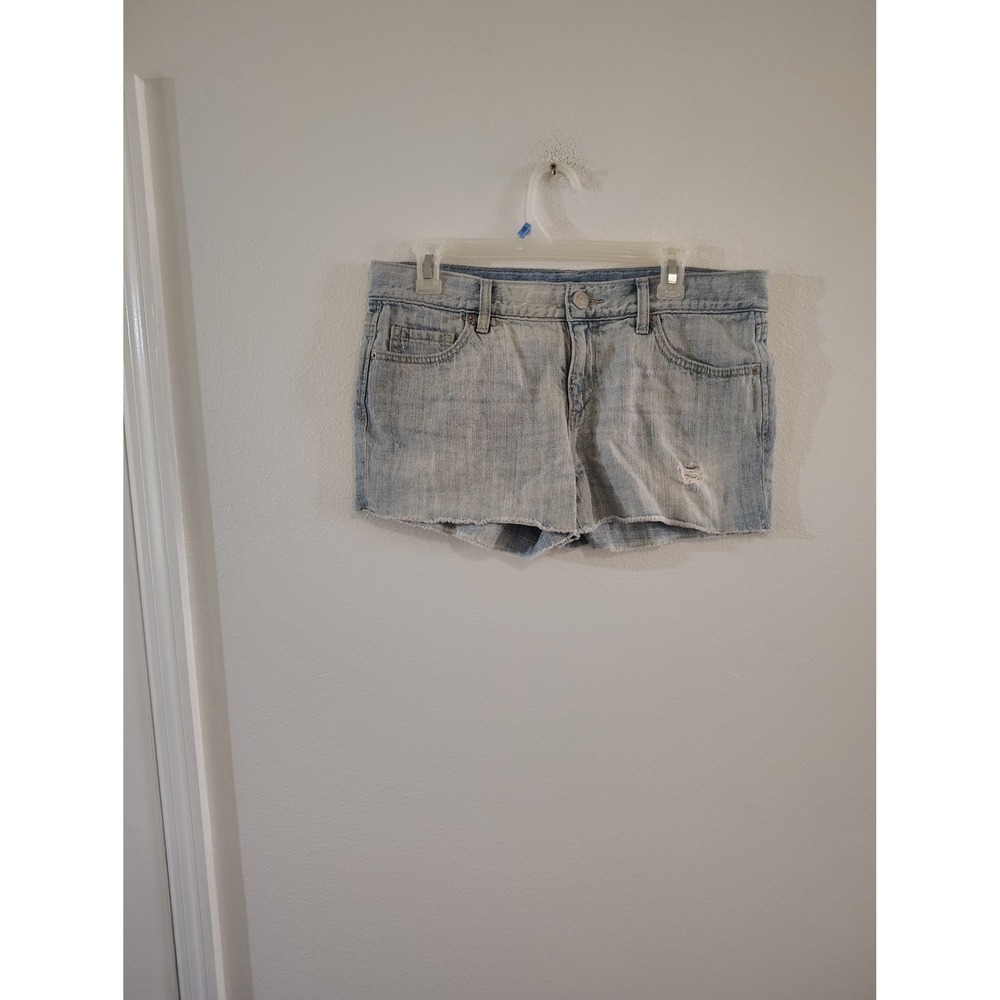 LOFT Womens Light Wash Distressed Raw Hem Denim Cut Off Shorts Size 25 0